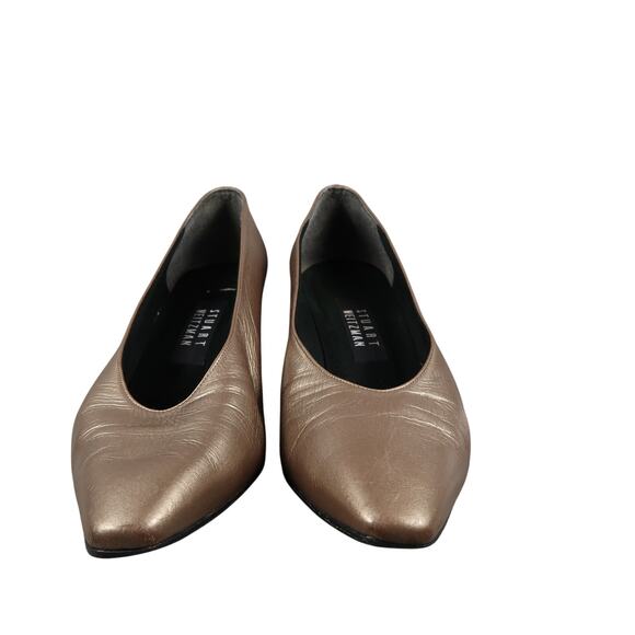Stuart Weitzman Shoes Womens 8.5 Pump Classic Retro Leather Metallic Chunky Heel - Picture 2 of 13